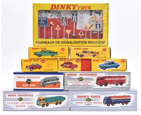 10 Atlas Dinky. Foden 14-Tanker 'REGENT' (942). Leyland Octopus Tanker 'ESSO' (943). Leyland Octopus Wagon (934). Guy Van (51