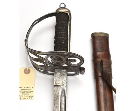 A composite post 1902 Rifle Regt officer's sword,  with leather FS scabbard. QGC                        £60-80 