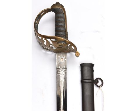 A Vic officer's 1857 pattern sword of the Engineer Volunteers, slightly curved, fullered blade 33", etched on one side with c