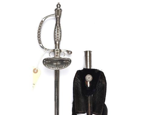 A late 19th century courtsword,  slender hollow triangular section blade 32", by "Anderson &amp; Sheppard, 13. Savile Row. W.