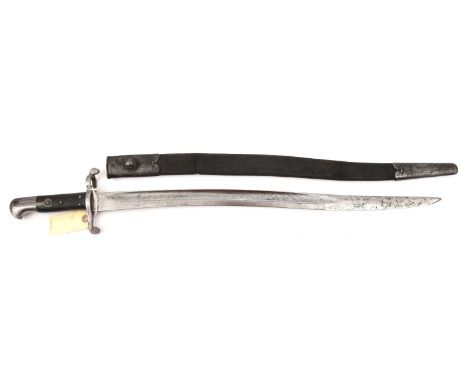 A P1863 sword bayonet for the Whitworth rifle, circular mortise slot, various stamps, in scabbard  with oval frog stud to loc