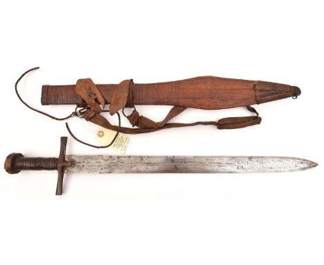 A small Sudanese sword kaskara,  evidently made for a boy, DE blade 19", with twin shallow fullers and pair of armourer's mar