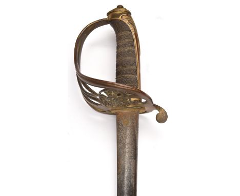 A Vic 1845 pattern infantry officer's sword with patent hilt, very slightly curved fullered blade 32½", by Phillips &amp; Co,