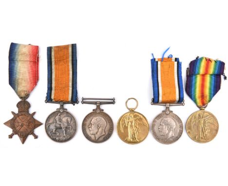 WWI medals, Pair: 1914-15 star, BWM (no Victory present, 11425 Pte F Norman Dorset R) VF. Pair: BWM, Victory (GS 19584 Pte A 