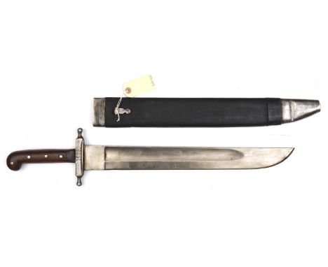 An Austrian pioneer's falchion, M1862, broad, heavy blade 18", fullered on one side and with hatchet point, steel crossguard 