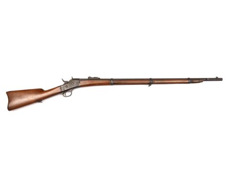 An 11mm Egyptian Remington rolling block rifle,  50½" overall, barrel 35" with folding ladder rearsight and bayonet bar at th