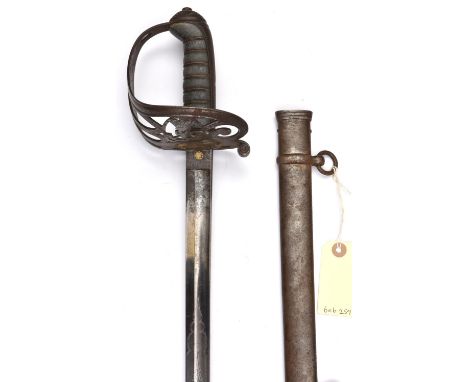 A Vic 1827 pattern rifle officers sword,  very slightly curved blade 32½", by Joseph Starkey, Conduit St, London, etched with