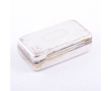 George III silver snuff box, John Shaw, Birmingham 1807, oblong shape, blank engraved panel, 6cm.