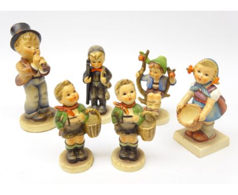 Six Goebel figures: 'Little Helper', 'Serenade', 'Chimney Sweep' and three others (6) Condition Report Click here for further