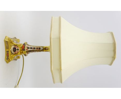 Royal Crown Derby Old Imari pattern candlestick converted to a table lamp, no. 1128 H23cm (excluding fitting) Condition Repor