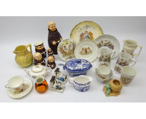 The Foley China small fluted teapot commemorating the Coronation of Edward VII  and other Edward VII commemorative ware incl.