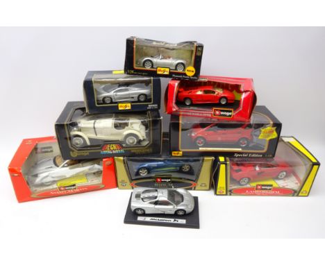 Four boxed Burago die-cast vehicles, four Maisto, vehicles incl. Special Ed. and two others  Condition Report Click here for 