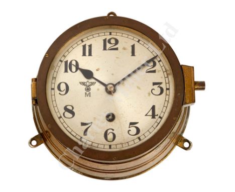 the 6¼in. silvered dial marked with Kriegsmarine device, black spade hands with sweep seconds (replaced) and slow/fast [V / N