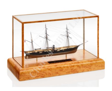 modelled by J. Evans with carved and planked 6½in. hull and decks, plated below the waterline, detailed fittings and armament