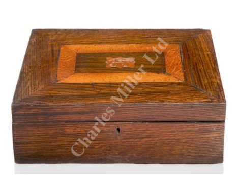 inset with light oak compass rose inside lid and copper provenance plate dated 1840 – 11in. (28cm.) wide