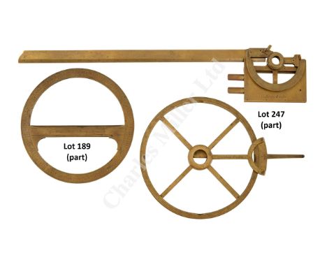 constructed in brass and comprising a circular protractor with extended indicator signed Geo Adams London; and a protracting 