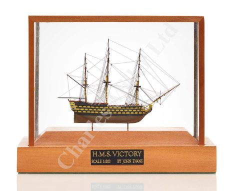 modelled by J. Evans with 2in. carved and painted hull, wooden decks with some fittings including belfry, example gun batteri