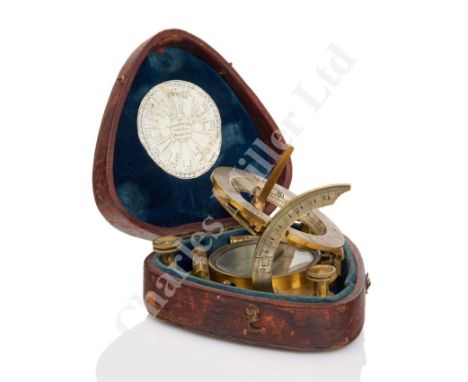 with 1½in. compass, hinged chapter ring signed Elliott Broths / 449 Strand London, folding latitude arm and gnomon and thread