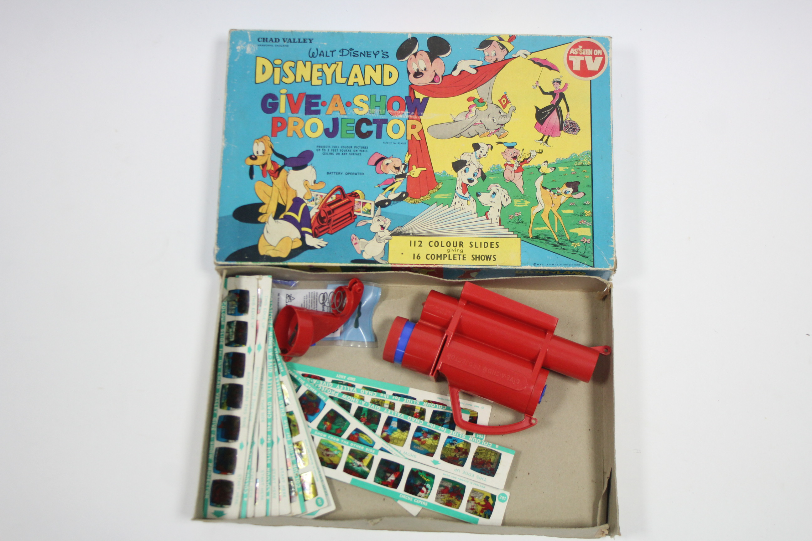 A Chad Valley Walt Disney “Disneyland” Give-A-Show projector, boxed.