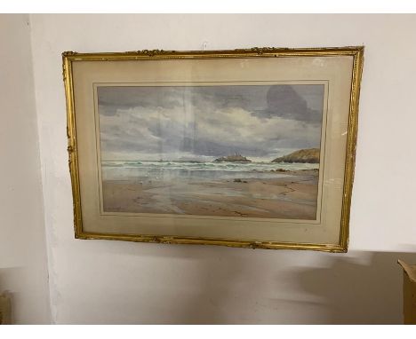 Frederick R. Fitzgerald (1869-1944) British, "Godrevy Light, Cornwall", signed lower left and titled inscription verso, water