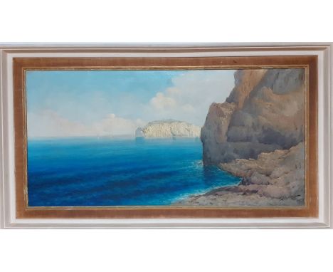 A late 19th or early 20th century Italian school, Seascape, signed: 'S.Giordani' lower right, oil on canvas, framed, (49x100 