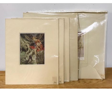 After Arthur Rackhams RWS (1867-1939) English, a group of three prints depicting scenes in the woods, mounted, (17x13.5 cm ea