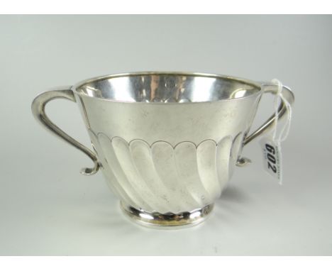 SILVER late-Victorian twin-handled sucrier of spiral fluted form, London 1897, 6 troy oz approximately.