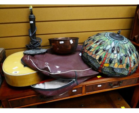  ACOUSTIC GUITAR Chinese made together with Tiffany-style table lamp etc.