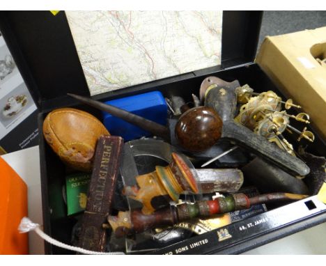 A CHUBB &amp; SONS LIMITED DEED BOX containing an interesting selection of collectables, including cased Black Forest type pi