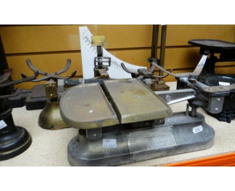 THREE VINTAGE WEIGHING SCALES one by J W Towers &amp; Co