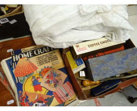 VINTAGE LEATHER TOOLING EQUIPMENT in a small case, together with collection of vintage Christening gowns