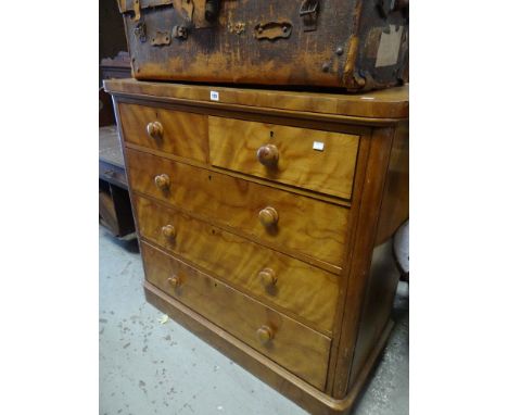 VINTAGE LIGHT OAK CHEST OF DRAWERS of two short above three long