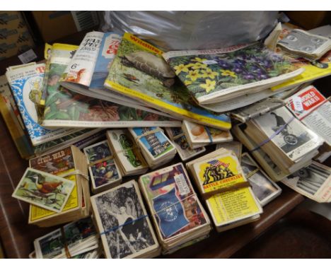 A COLLECTION OF VARIOUS CIGARETTE COLLECTORS' CARDS, some in albums, some loose, together with a carrier bag of vintage beer-