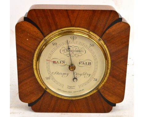 A 1930s/40s walnut barometer by Short & Mason of London, width 21.25cm, 