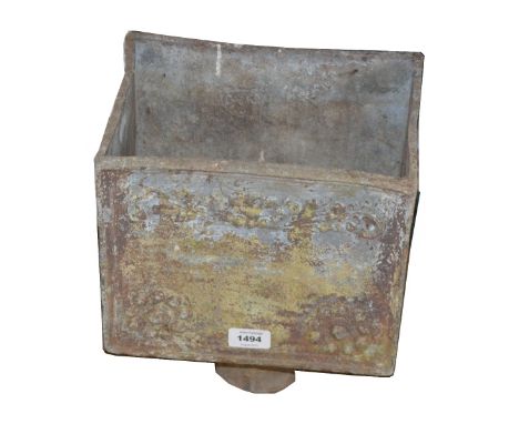 A Victorian lead drain hopper, decorated with floral motifs, 23 x 26cm (excluding part of the pipe).