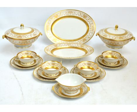 A quantity of Rosenthal "Aida" dinner ware comprising six twin handled soup bowls and saucers, two spare saucers, six dinner 