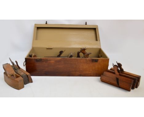 A large quantity of woodworking planes of various sizes including examples by Summers Varvill, Sorby, Maples, etc, some conta