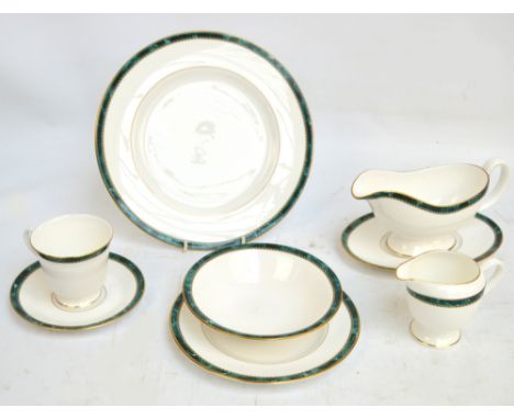 A Royal Worcester "Medici" dinner and tea ware comprising nine dinner plates, two side plates, a gravy boat and saucer, ten t