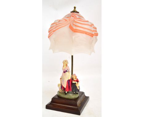 A Royal Doulton figure; HN749 "London Cry" fixed to a wooden lamp base with fitting. CONDITION REPORT: Slight hairline crack 