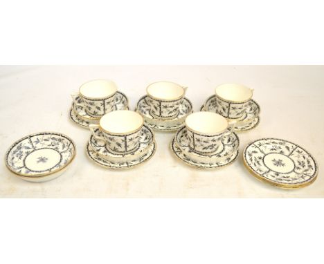 A 19th century Hammersley & Co part tea service with transfer decoration and gilt heightened rims, retailed by T Goode & Co L