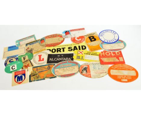 A quantity of vintage loose luggage labels including Cunard Line, White Star First Class, Union-Castle Line etc.