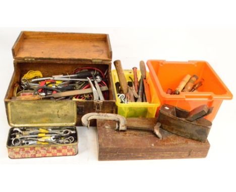 A large quantity of woodworking and other tools including planes, chisels, clasps, files, spanners, also a quantity of metal 