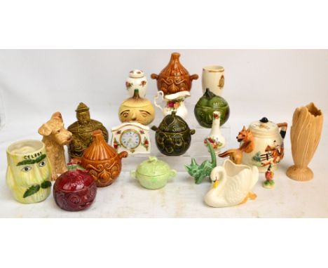 A quantity of ceramics including various Sylvac items; jugs, vases, pots and covers modelled as various vegetables, two simil