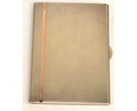 A George VI hallmarked silver cigarette case of rectangular form with overall engine turned decoration, Walker & Hall, Sheffi