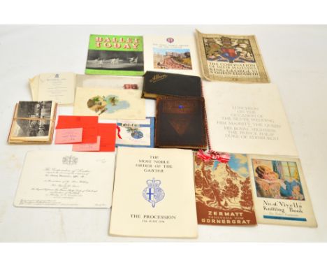 A collection of royal ephemera including a souvenir programme for the coronation of George VI, ephemera from the Silver Weddi