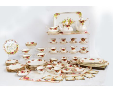 A Royal Albert "Old Country Roses" tea and dinner ware, comprising six dinner plates, one large and one small meat plate, six
