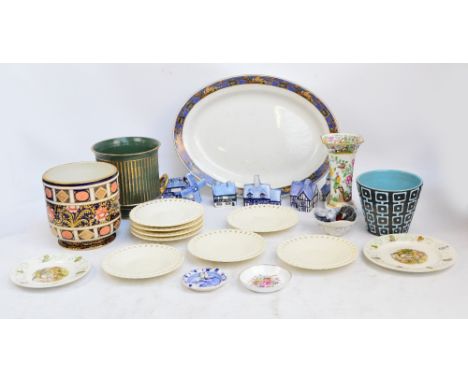 A quantity of mixed ceramics including an Arthur Wood twin handled jardinière, an Imari example, a Grimwades platter, a Copel