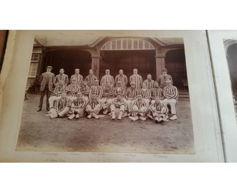 MILITARY, selection, inc. 52 photos collected by an RMA Officer, in Edwardian album (many annotated), 1909 sports team, crick