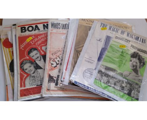 MUSIC, sheet music, covers inc. Casablanca, Tyrone Power, Olivia De Havilland, Lilian Harvey, Bob Hope, Jane Russell, Fred As