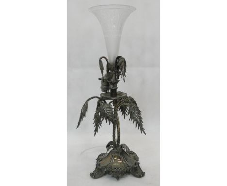 An early silver plate epergne in the form of a palm tree